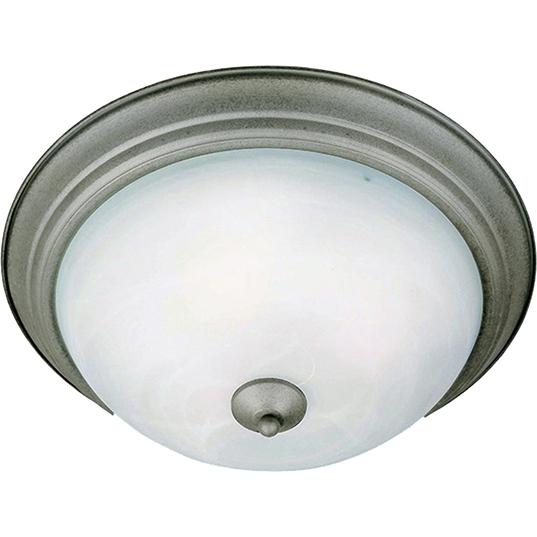 One Light Pewter Marble Glass Bowl Flush Mount