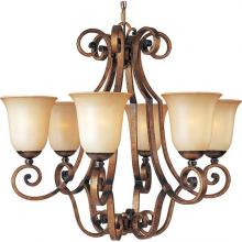 Maxim 11764WSGU - Six Light Wilshire Glass Gold Umber Up Chandelier