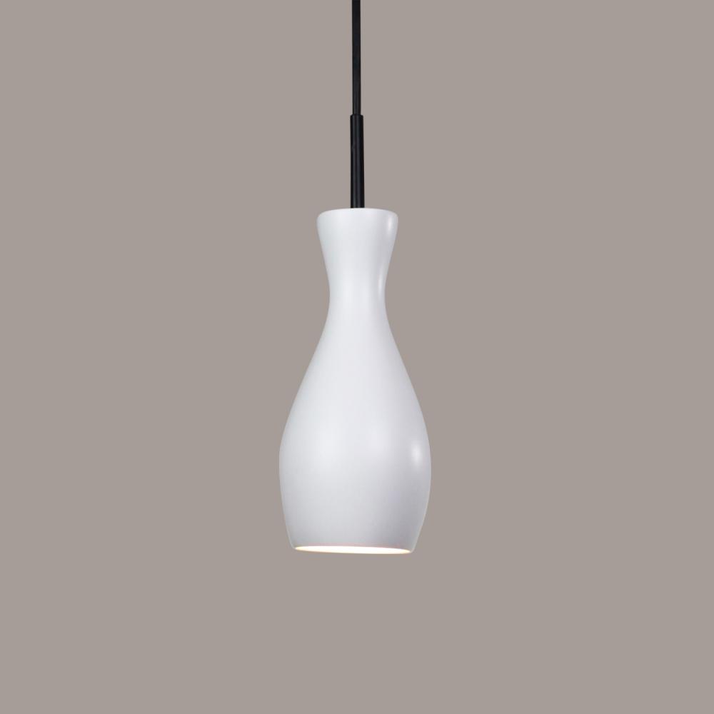 Amphora Mini Pendant: Satin White (Black Cord & Canopy)
