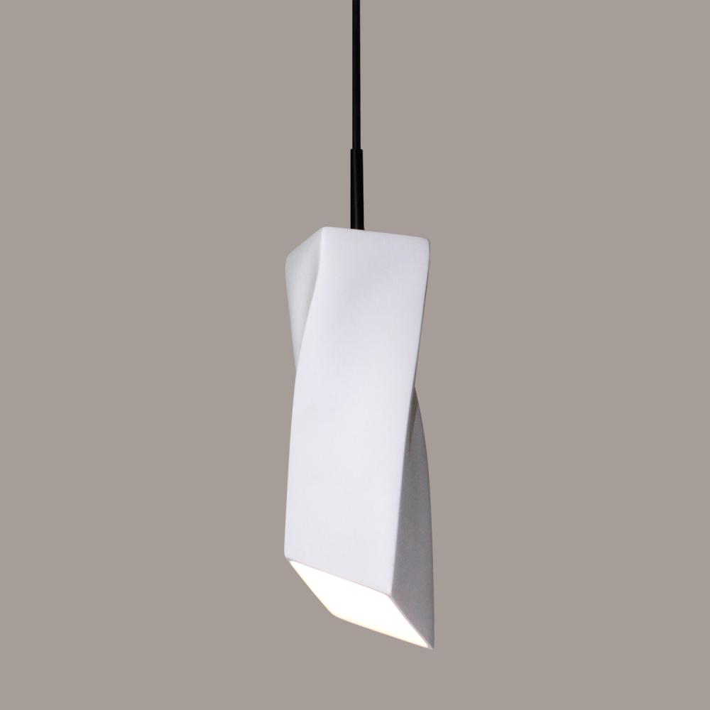 Twister Mini Pendant: Satin White (Black Cord & Canopy)