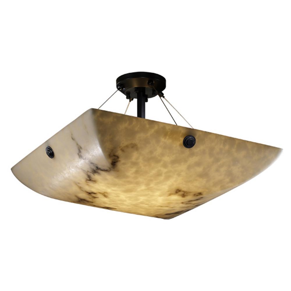24" LED Semi-Flush Bowl w/ Concentric Squares Finials