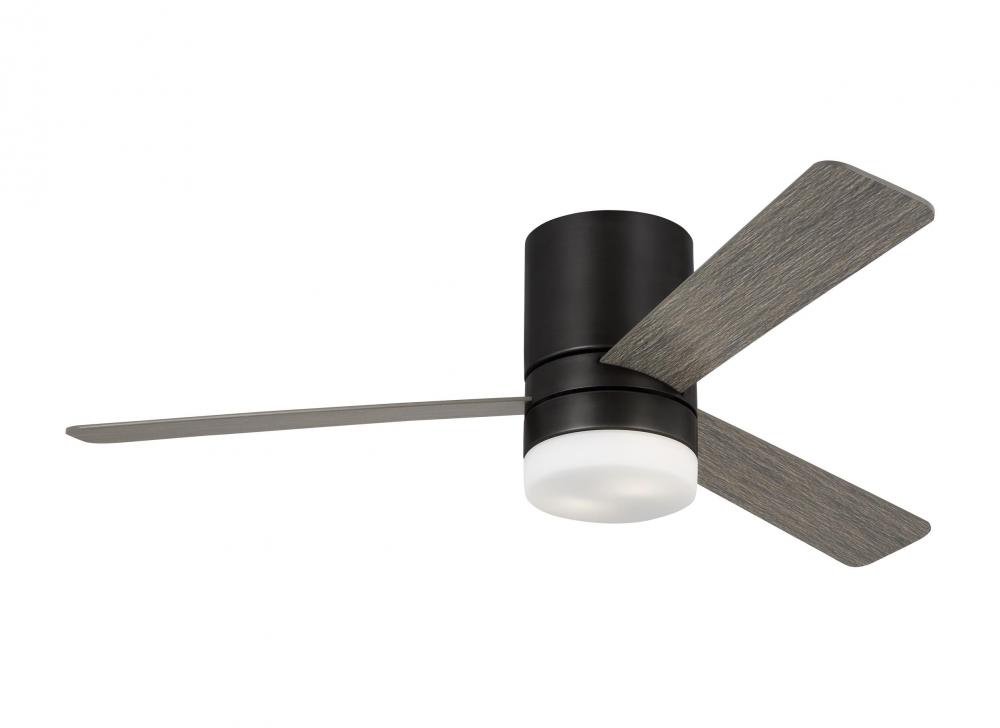 Era 52 Hugger LED Ceiling Fan in Burnished Brass with Matte White Blades and Light Kit