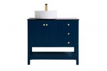 Elegant VF16236BL - 36 inch Vessel Sink Bathroom Vanity in Blue